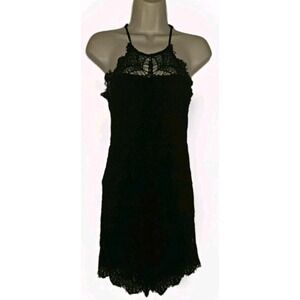 FREE PEOPLE INTIMATELY She's Got It Black Lace Slip‎ Dress Back Button Size S